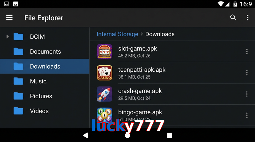 Main screen of Lucky777 gameapk page for PK players